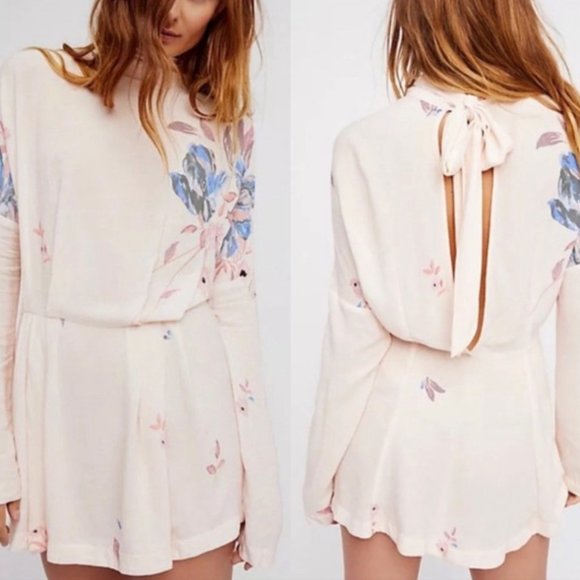 Free People Dresses & Skirts - Free People Cream Gemma Neck Tie Mini Dress S